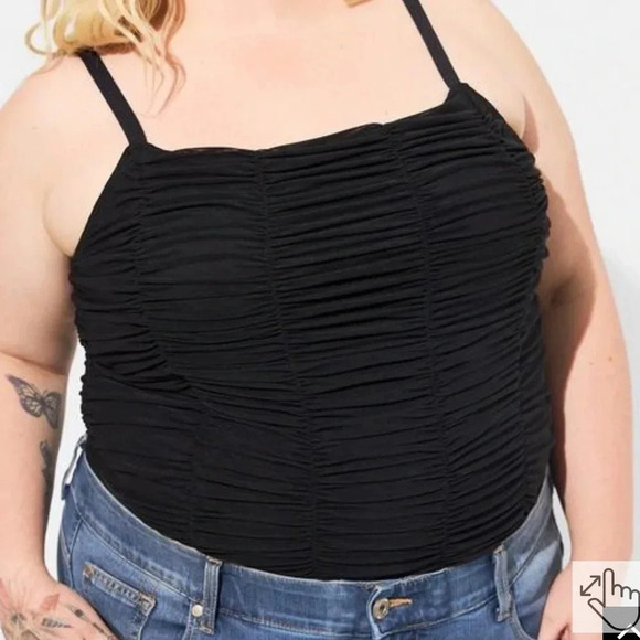 STRETCH MESH TOP SHIRRED CAMI TOP TORRID - Picture 2 of 5
